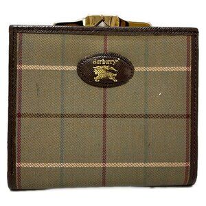 Burberry's - Dark Brown Beige Multi Cotton Leather Bifold Wallet